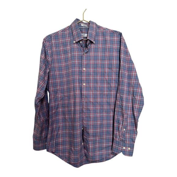 Peter Millar | Mens Plaid Long Sleeve Button Down Cotton Blend Golfing Shirt | M - Picture 1 of 5